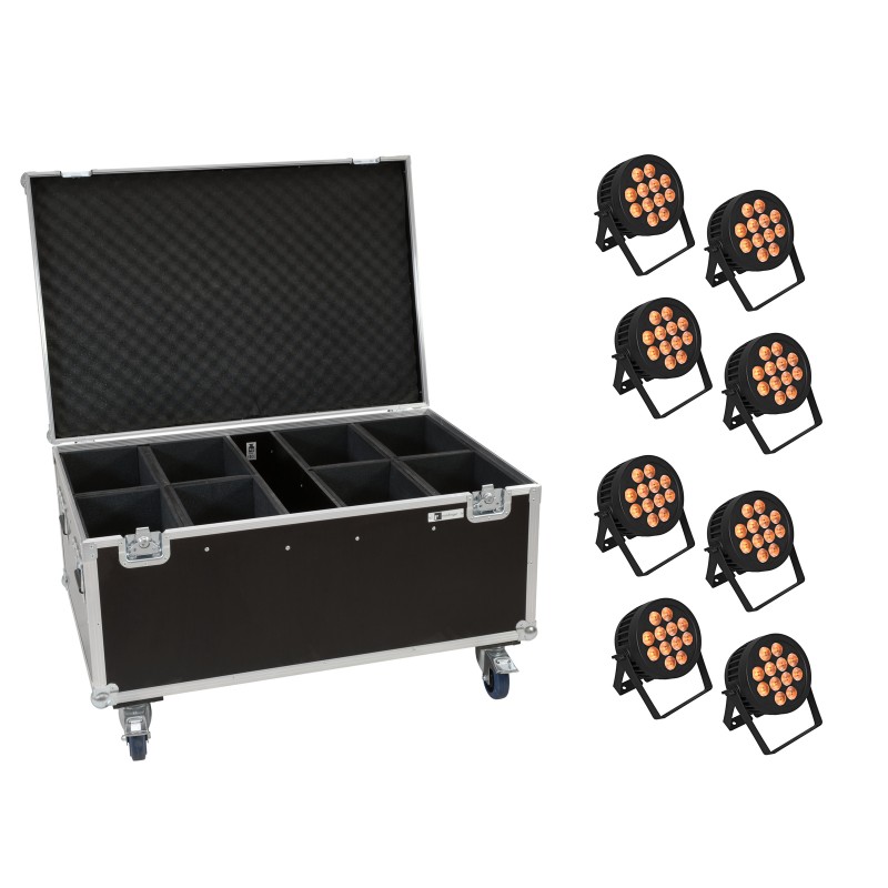 EUROLITE Set 8x LED IP PAR 12x8W QCL Spot + Case with wheels - 1 EUROLITE Set 8x LED IP PAR 12x8W QCL Spot + Case with wheels - 1