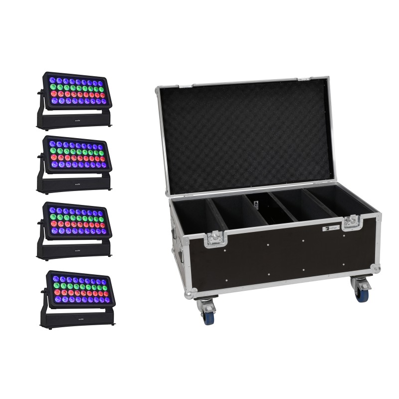 EUROLITE Set 4x Multiflood Pro IP RGBW Wash MK2 + Case - 1 EUROLITE Set 4x Multiflood Pro IP RGBW Wash MK2 + Case - 1