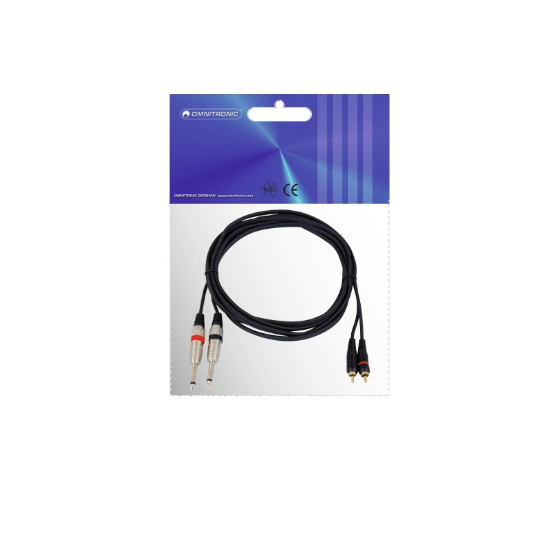 OMNITRONIC Adaptercable 2xJack/2xRCA 3m bk - 3