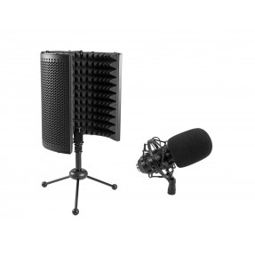 OMNITRONIC Set MIC CM-78MK2 Large Diaphragm Condenser Mic + AS-04 Desk-Microphone-Absorber System - 1