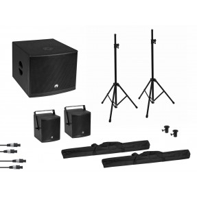 OMNITRONIC Set MOLLY 2.1 Active System Sub + 2x Top + Accessories, black - 1