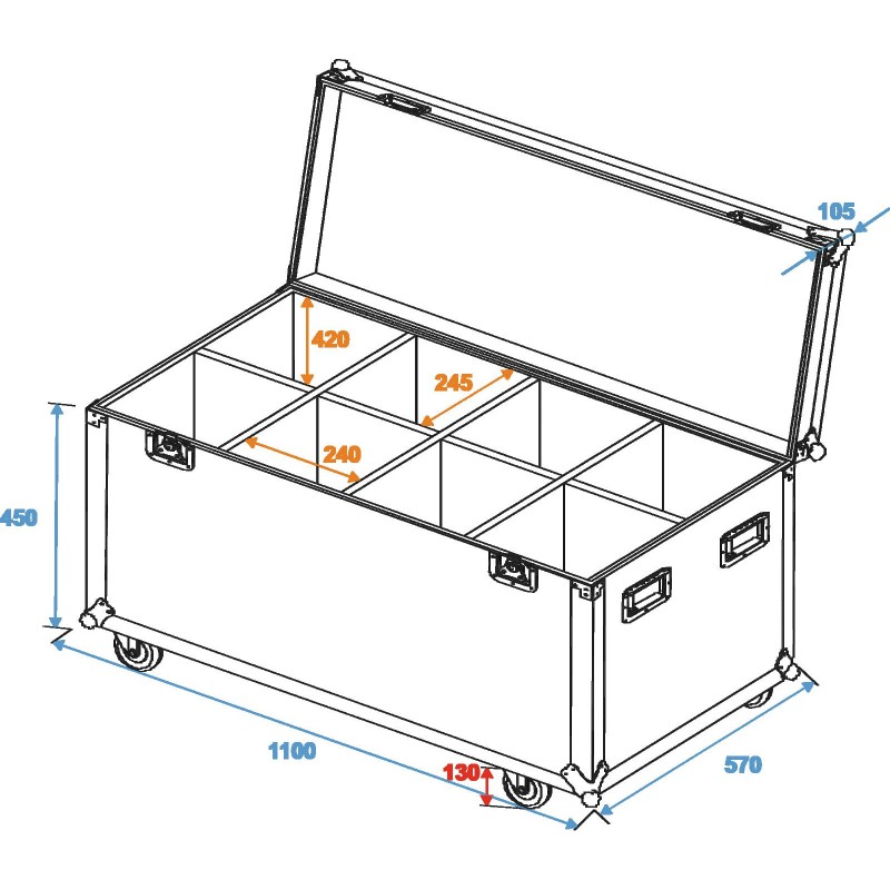 ROADINGER Flightcase 8x PAR-64/ML-56 - 2