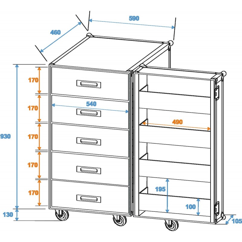 ROADINGER Universal Drawer Case TSF-1 with wheels - 2 ROADINGER Universal Drawer Case TSF-1 with wheels - 2