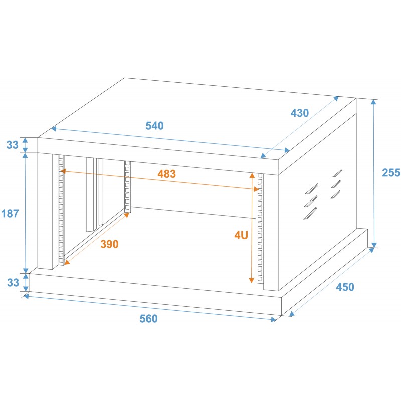 ROADINGER Steel Rack SR-19, 4U - 3