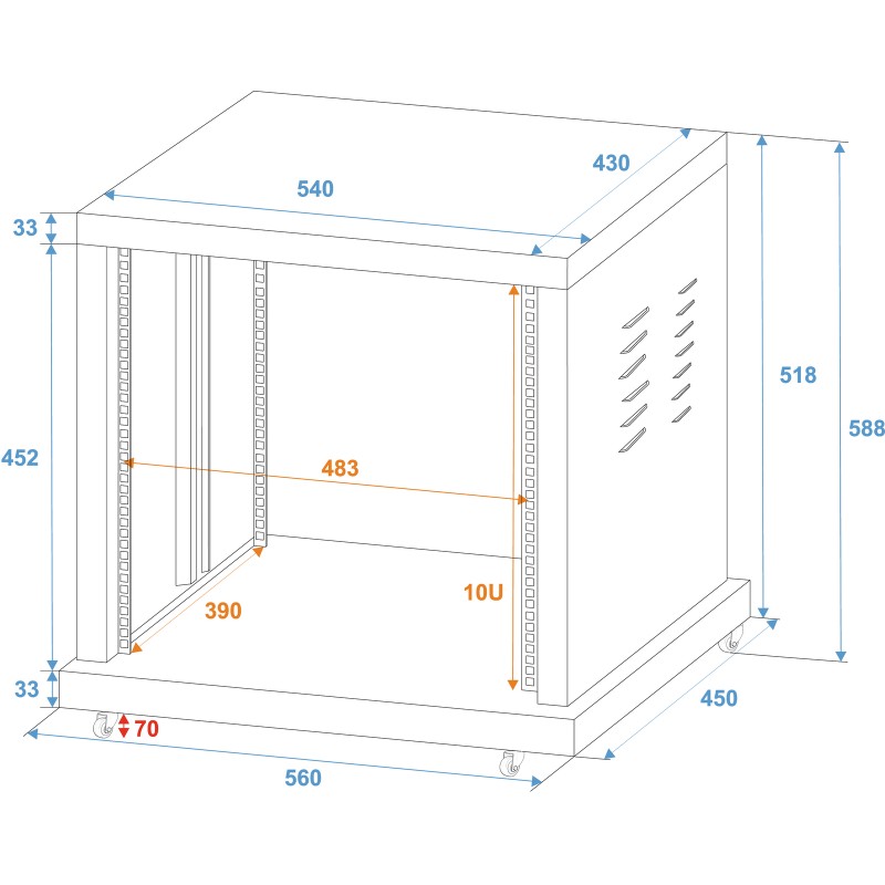 ROADINGER Steel Rack SR-19, 10U - 3