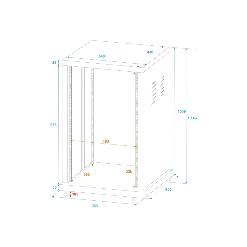 ROADINGER Steel Rack SR-19, 22U - 2