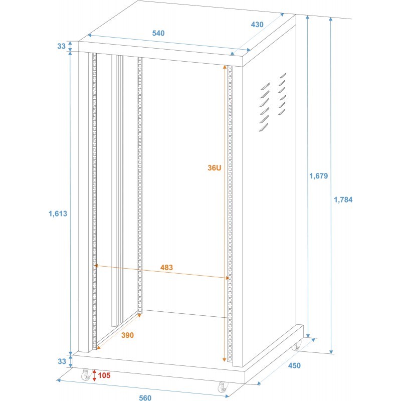 ROADINGER Steel Rack SR-19, 36U - 3