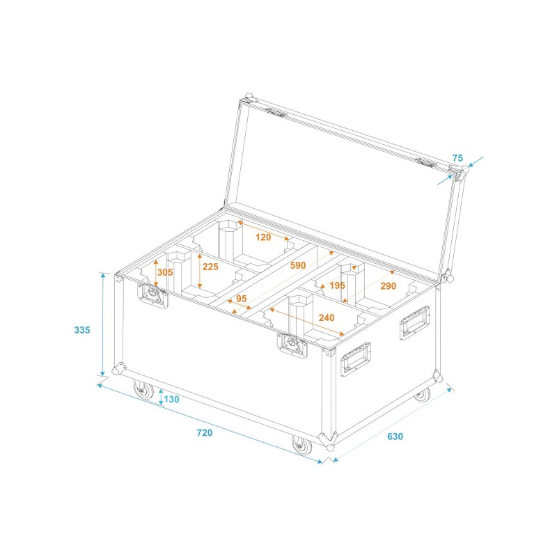 ROADINGER Flightcase 4x TMH FE-600 with wheels - 5