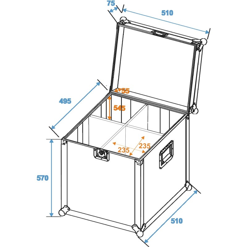 ROADINGER Flightcase 4x PAR-64 Spot long Clamp - 4 ROADINGER Flightcase 4x PAR-64 Spot long Clamp - 4