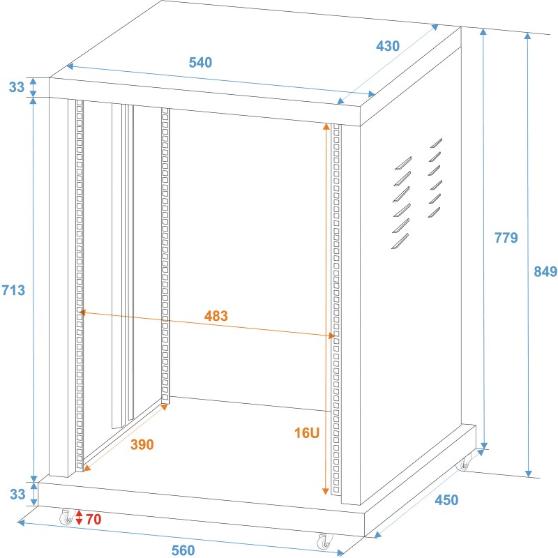 ROADINGER Steel Rack SR-19, 16U - 3