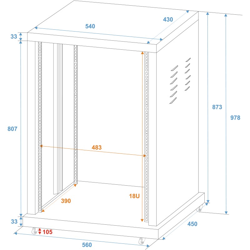 ROADINGER Steel Rack SR-19, 18U - 3