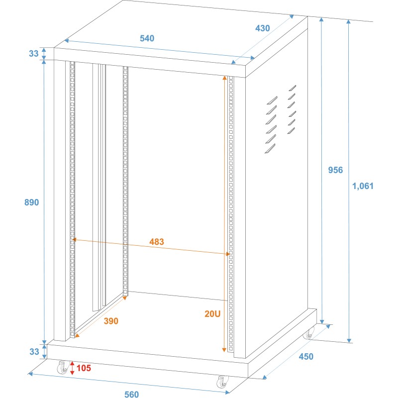 ROADINGER Steel Rack SR-19, 20U - 3