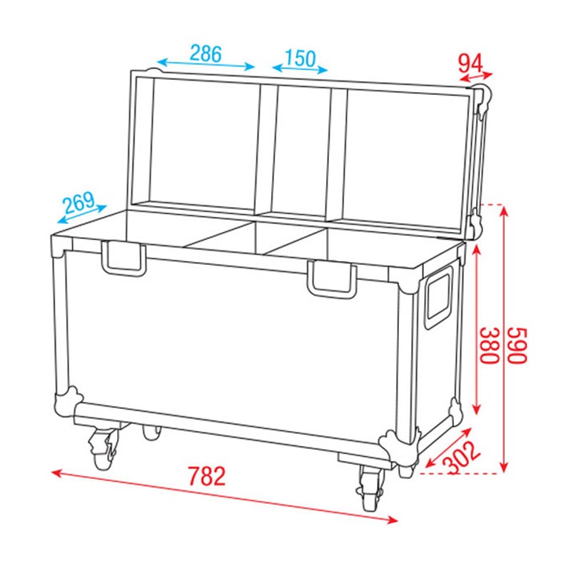 Showtec Case for 2x Phantom 25 / 50 / 65 - 4 Showtec Case for 2x Phantom 25 / 50 / 65 - 4