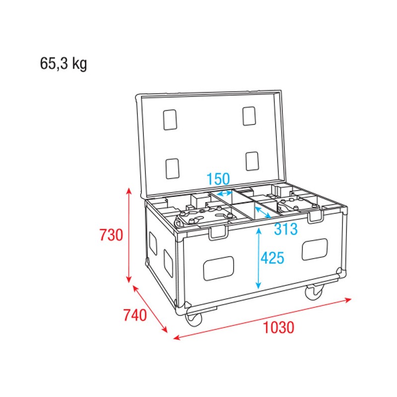 Showtec Case for 4x Phantom 100 / 180 - 4 Showtec Case for 4x Phantom 100 / 180 - 4