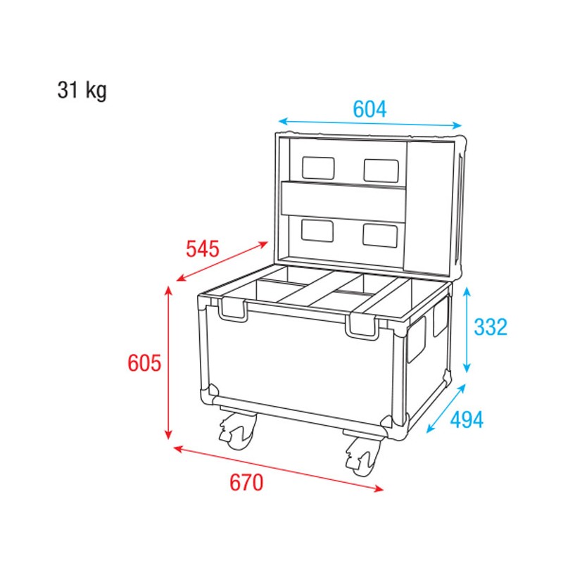 Showtec Case for 4x Phantom 65 - 4 Showtec Case for 4x Phantom 65 - 4