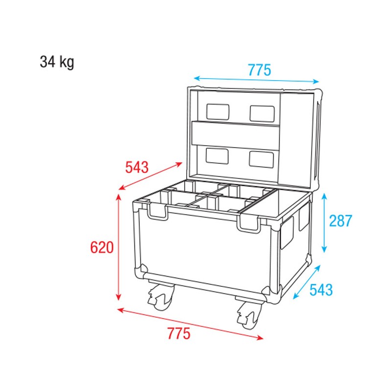Showtec Case for 4x Shark Beam FX - 4 Showtec Case for 4x Shark Beam FX - 4