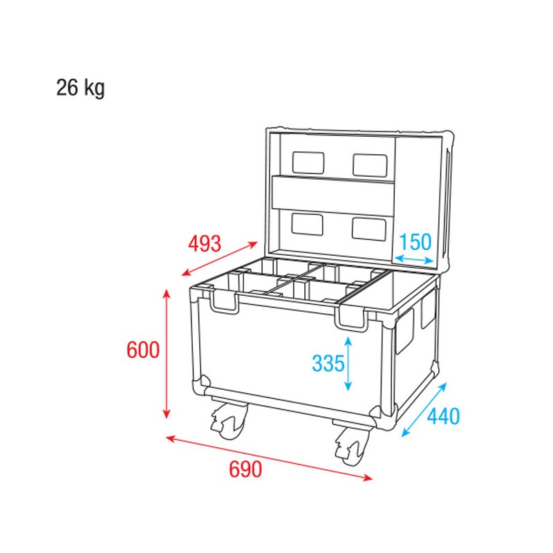 Showtec Case for 4x Shark Spot / Wash / Zoom / Combi - 4 Showtec Case for 4x Shark Spot / Wash / Zoom / Combi - 4