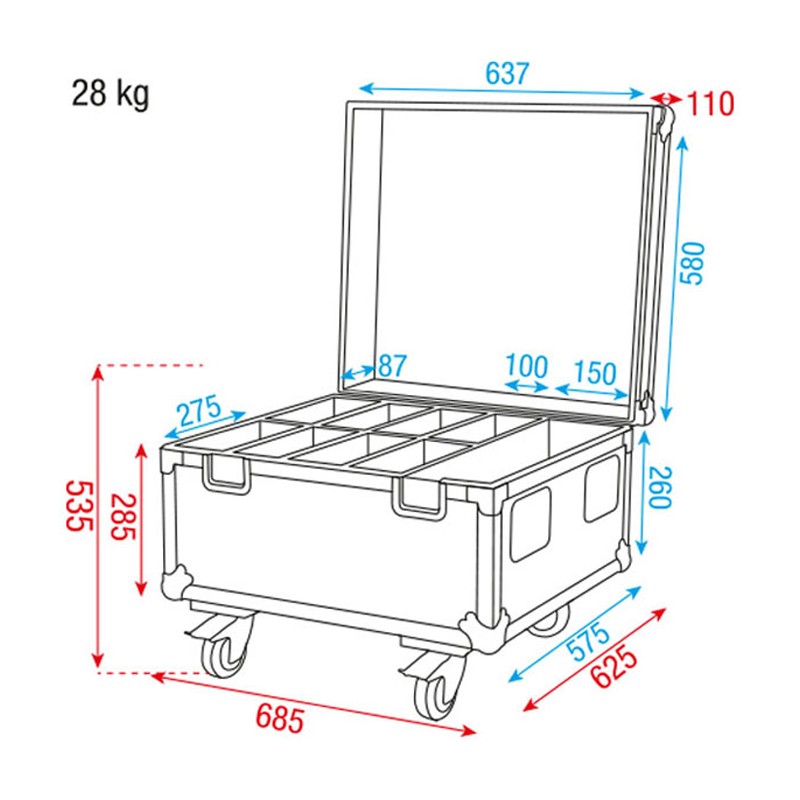 Showtec Case for 8x Compact Par 7 - 3 Showtec Case for 8x Compact Par 7 - 3