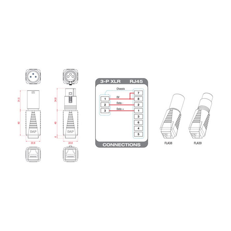 DAP Audio FLA38 - XLR 3P male to RJ45 female - 3 DAP Audio FLA38 - XLR 3P male to RJ45 female - 3