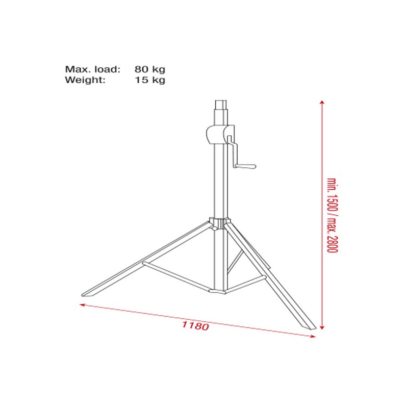 Showgear Basic 2800 Wind up stand - 4 Showgear Basic 2800 Wind up stand - 4