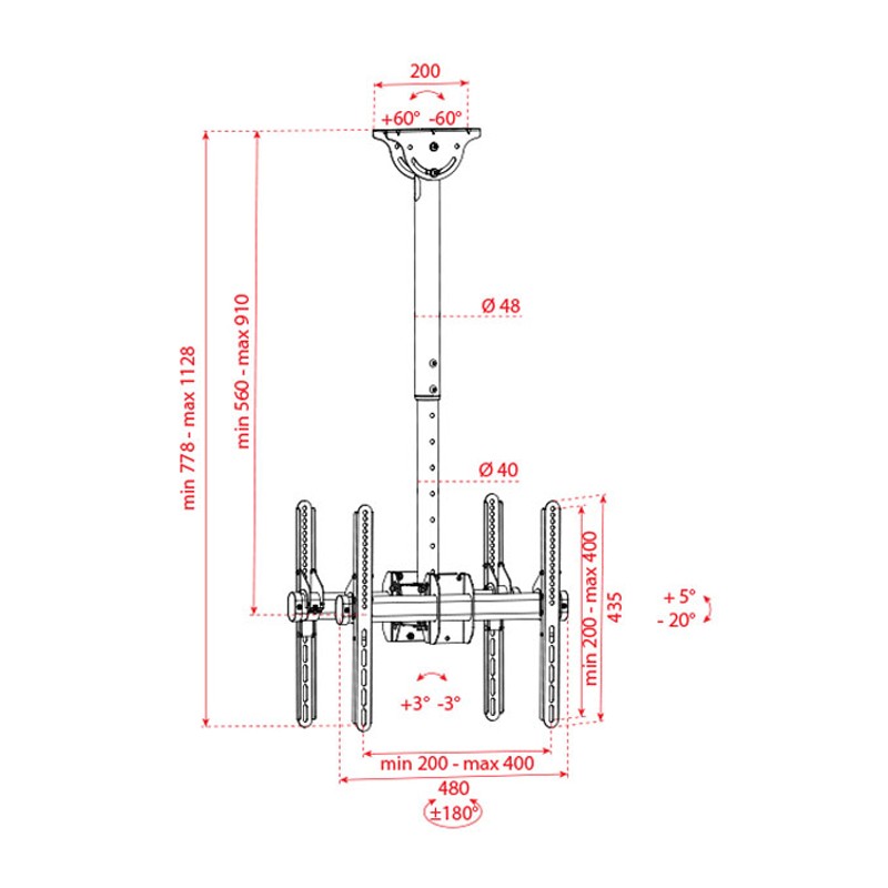 Showgear CLB3255SD TV Ceiling Mount Short Double Sided - 2 Showgear CLB3255SD TV Ceiling Mount Short Double Sided - 2