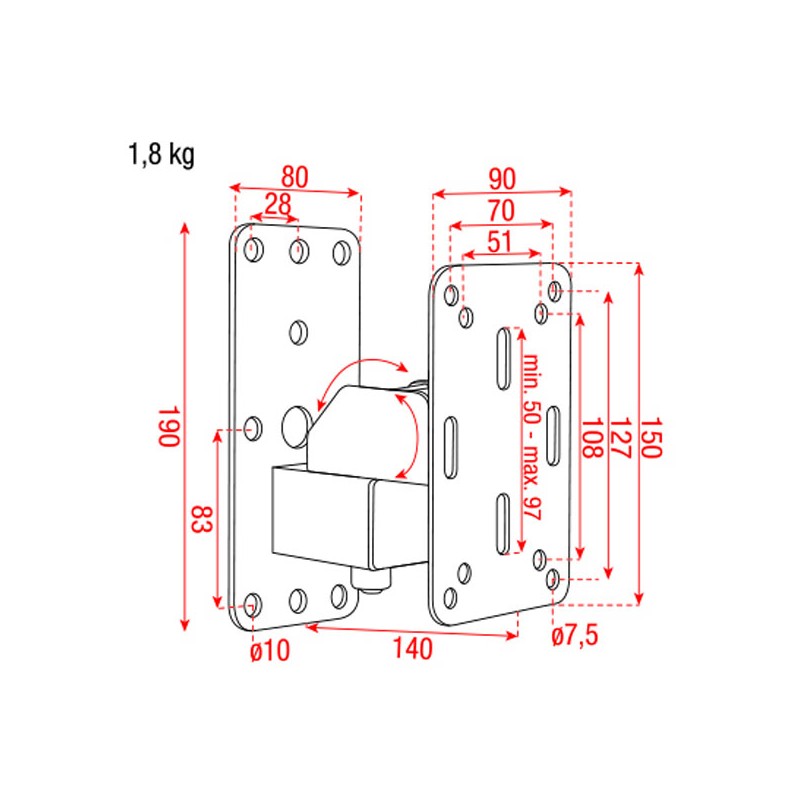 Showgear Compact Speaker Wall Bracket - white - 4 Showgear Compact Speaker Wall Bracket - white - 4