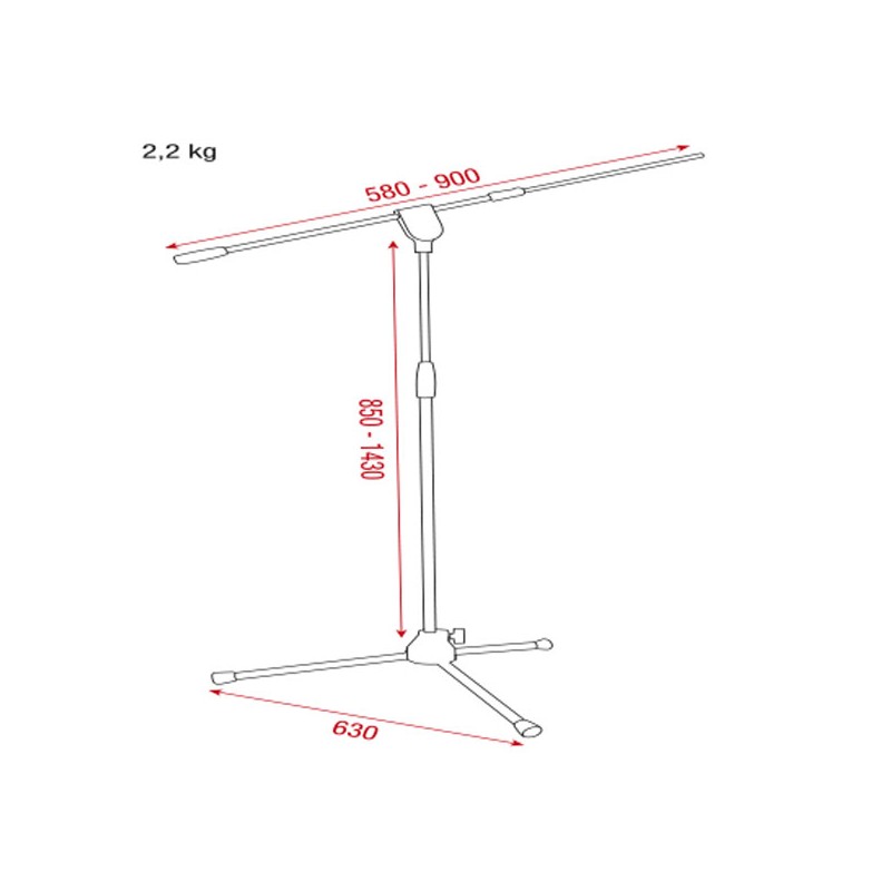 Showgear Microphone Stand - Pro - 850-1430 mm - 2 Showgear Microphone Stand - Pro - 850-1430 mm - 2