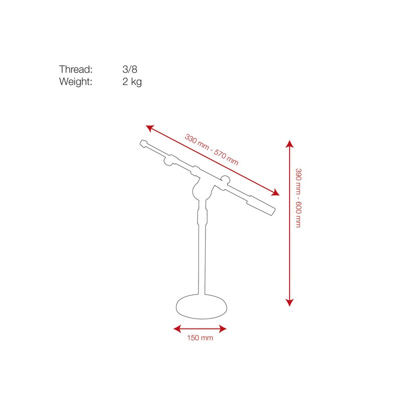 Showgear Desk Microphone Stand - 390-600 mm - 2 Showgear Desk Microphone Stand - 390-600 mm - 2