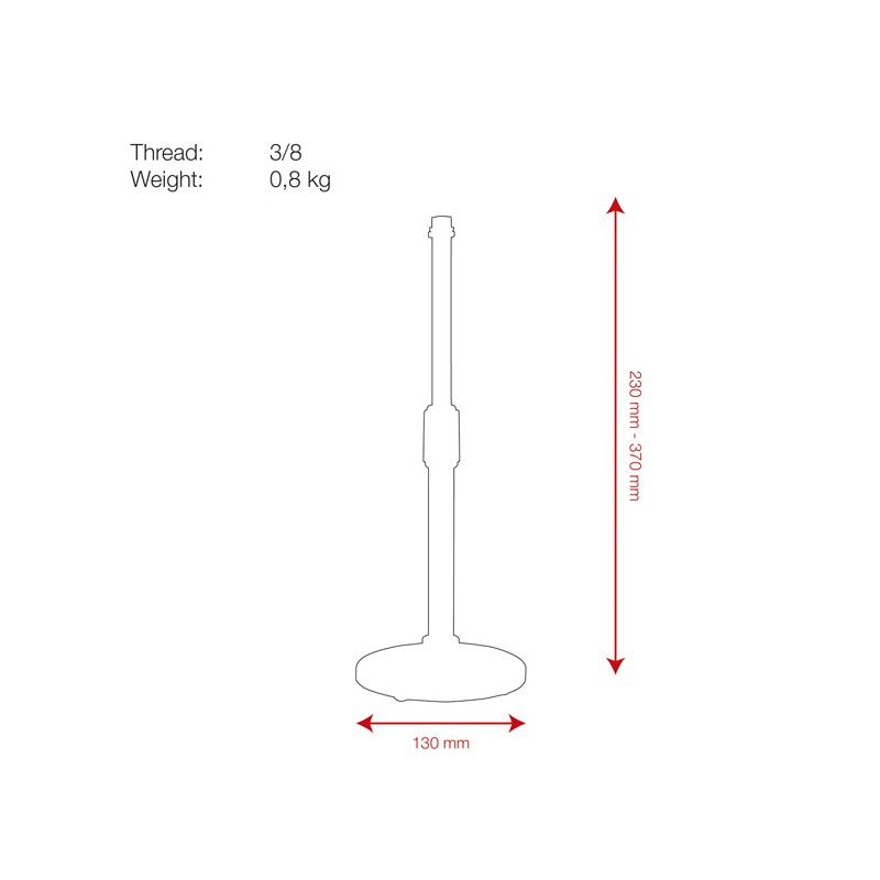 Showgear Desk Microphone Stand - 230-370 mm - 2 Showgear Desk Microphone Stand - 230-370 mm - 2