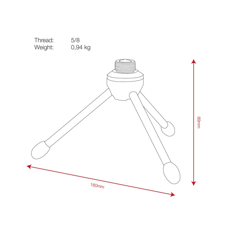 Showgear Desk Microphone Stand - Mini - 89 mm - 2 Showgear Desk Microphone Stand - Mini - 89 mm - 2
