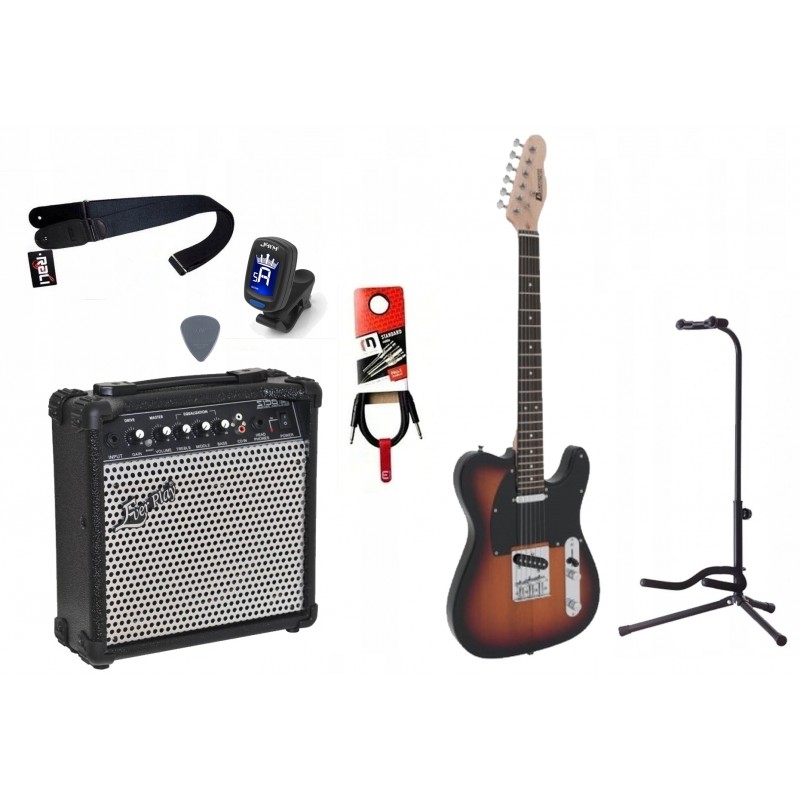 Gitara Elektryczna + Wzmacniacz 15W Tuner Zestaw 745 - 1 Gitara Elektryczna + Wzmacniacz 15W Tuner Zestaw 745 - 1