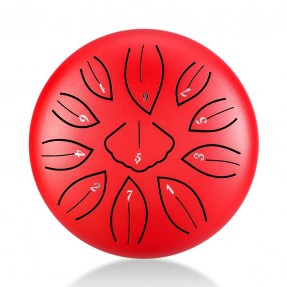 Hluru-Wangyou TWG11-6-Red Mini Ginkgo biloba drum 6" - Tongue Drum - 1