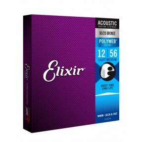 ELIXIR 11075 NanoWeb Phosphor Bronze Light Medium - Struny do akustyka 12-56 - 1