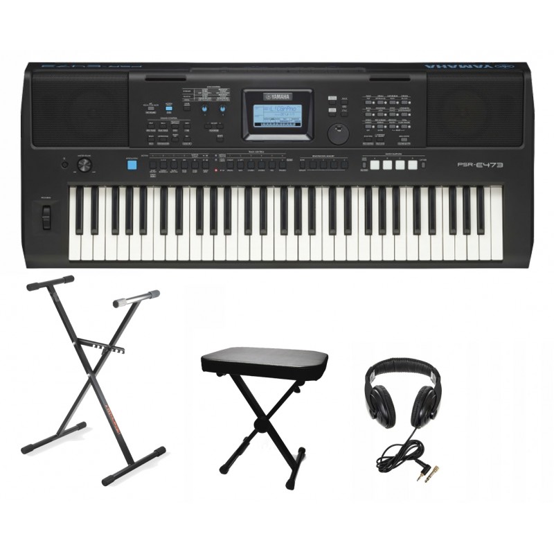Keyboard Yamaha PSRE473 + Statyw + Ława + Słuchawki - 1