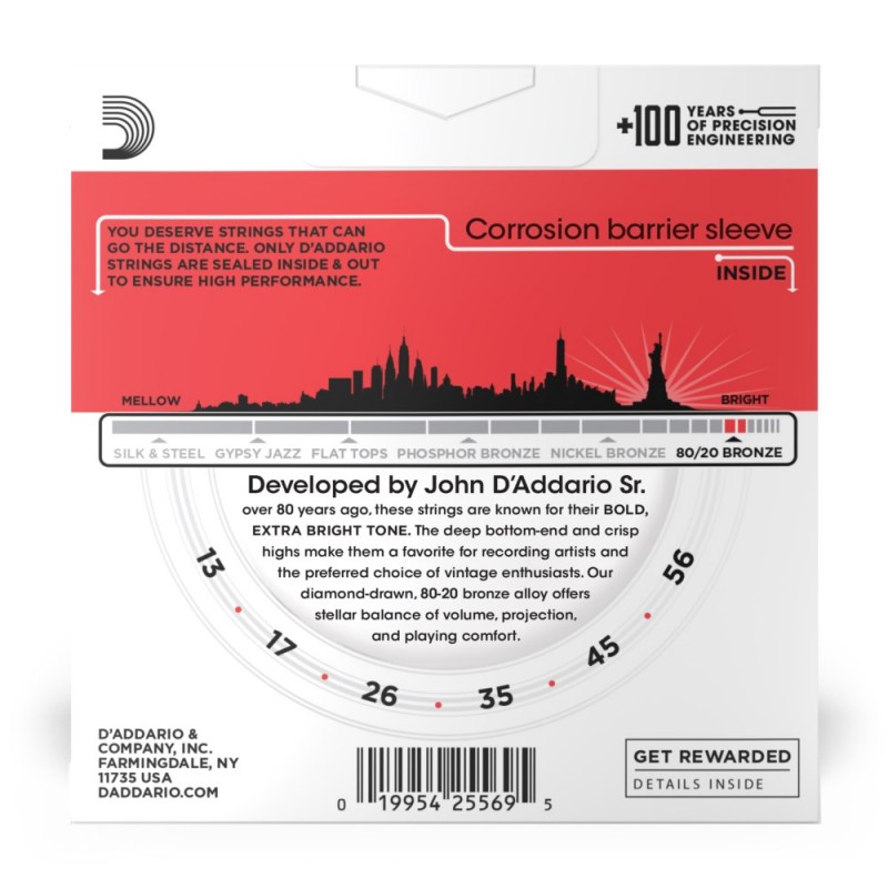 D'Addario EJ12-3D - Struny do gitary akustycznej (13-56, 3 kpl.) - 3 D'Addario EJ12-3D - Struny do gitary akustycznej (13-56, 3 kpl.) - 3