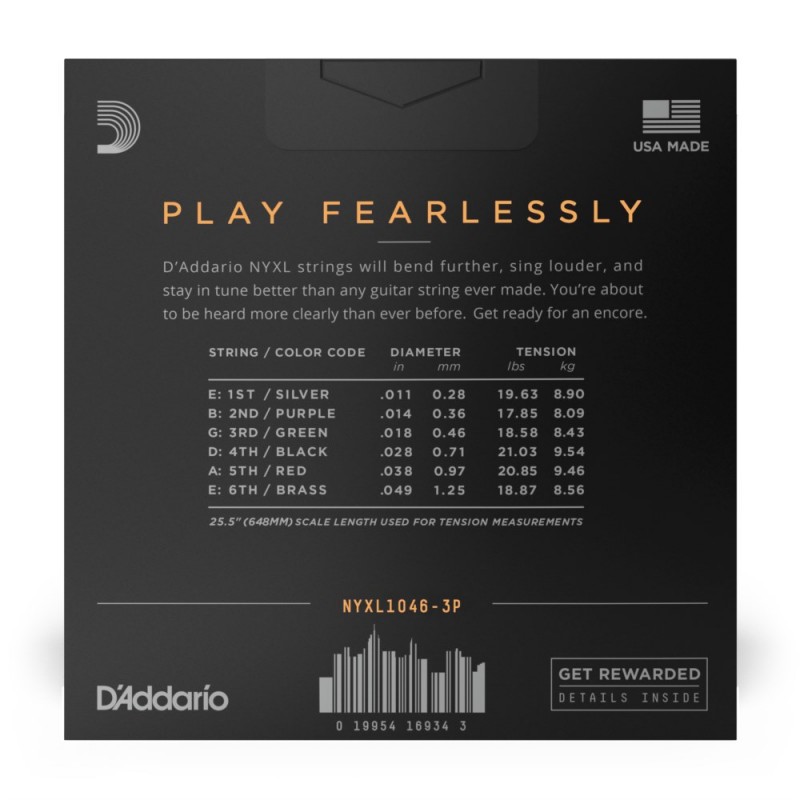 D'Addario NYXL1046-3P - Struny do gitary elektrycznej (10-46, 3 kpl.) - 3 D'Addario NYXL1046-3P - Struny do gitary elektrycznej (10-46, 3 kpl.) - 3