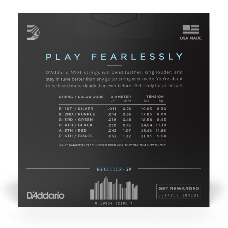 D'Addario NYXL1152-3P - Struny do gitary elektrycznej (11-52, 3 kpl.) - 3 D'Addario NYXL1152-3P - Struny do gitary elektrycznej (11-52, 3 kpl.) - 3