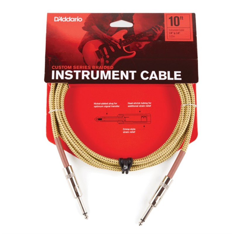 D'Addario PW-BG-10TW - Kabel instrumentalny z oplotem (tweed) - 3 D'Addario PW-BG-10TW - Kabel instrumentalny z oplotem (tweed) - 3