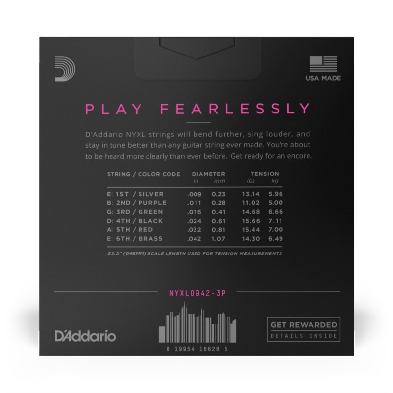 D'Addario NYXL0942-3P - Struny do gitary elektrycznej (9-42, 3 kpl.) - 3 D'Addario NYXL0942-3P - Struny do gitary elektrycznej (9-42, 3 kpl.) - 3