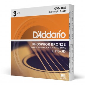 D'Addario EJ15-3D - Struny do gitary akustycznej (10-47, 3 kpl.) - 1