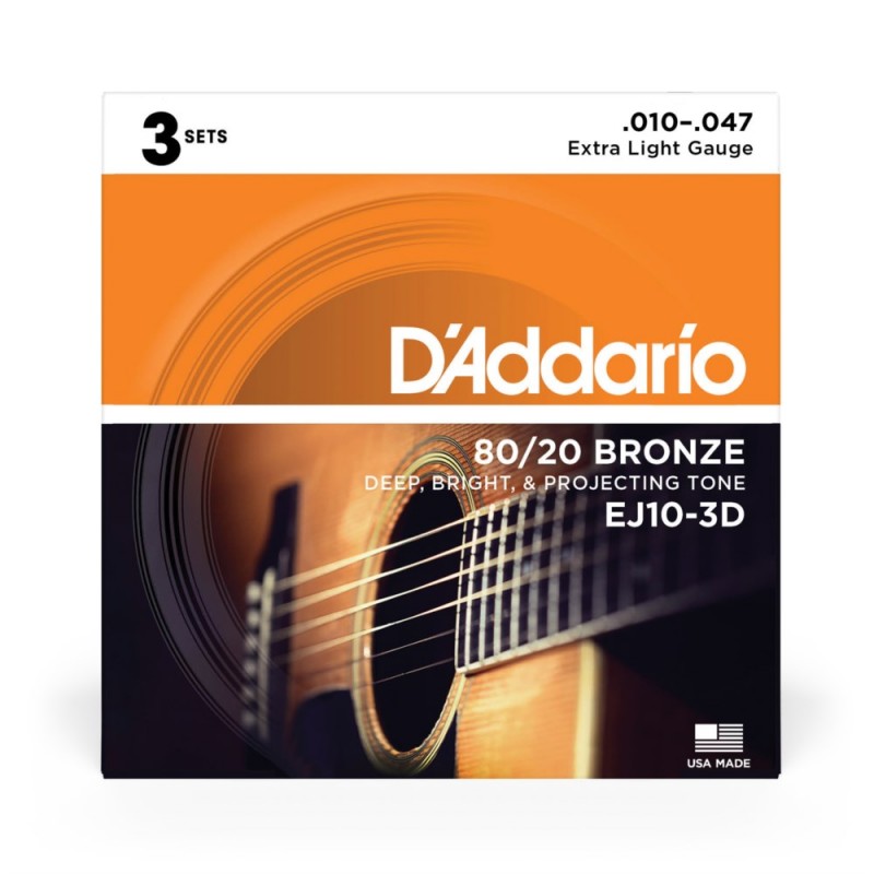D'Addario EJ10-3D - Struny do gitary akustycznej (10-47, 3 kpl.) - 2 D'Addario EJ10-3D - Struny do gitary akustycznej (10-47, 3 kpl.) - 2