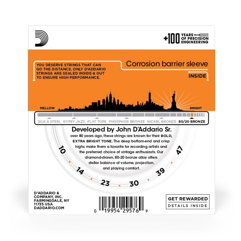 D'Addario EJ10-3D - Struny do gitary akustycznej (10-47, 3 kpl.) - 3 D'Addario EJ10-3D - Struny do gitary akustycznej (10-47, 3 kpl.) - 3