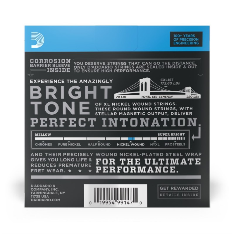 D'Addario EXL157 - Struny do gitary elektrycznej (14-68) - 3 D'Addario EXL157 - Struny do gitary elektrycznej (14-68) - 3