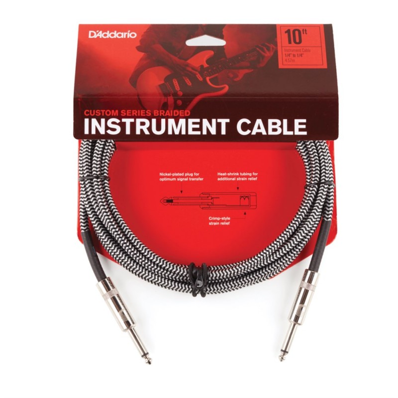 D'Addario PW-BG-10BG - Kabel instrumentalny z oplotem (szary) - 3 D'Addario PW-BG-10BG - Kabel instrumentalny z oplotem (szary) - 3