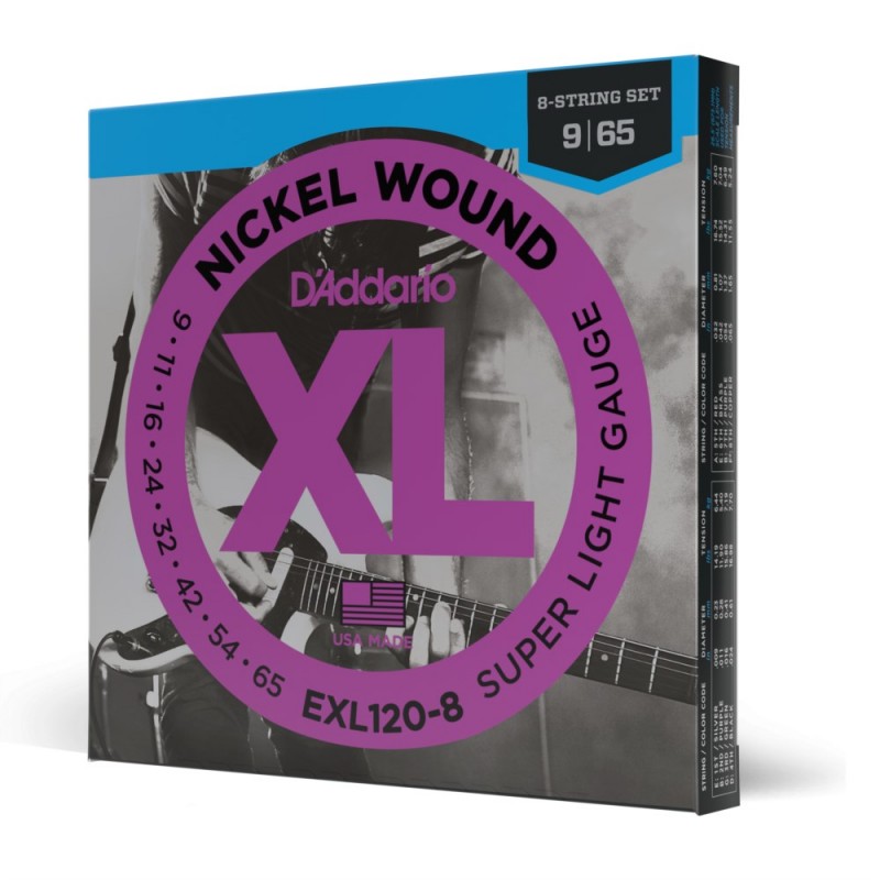 D'Addario EXL120-8 - Struny do gitary elektrycznej 8-strunowe (09-65) - 1 D'Addario EXL120-8 - Struny do gitary elektrycznej 8-strunowe (09-65) - 1