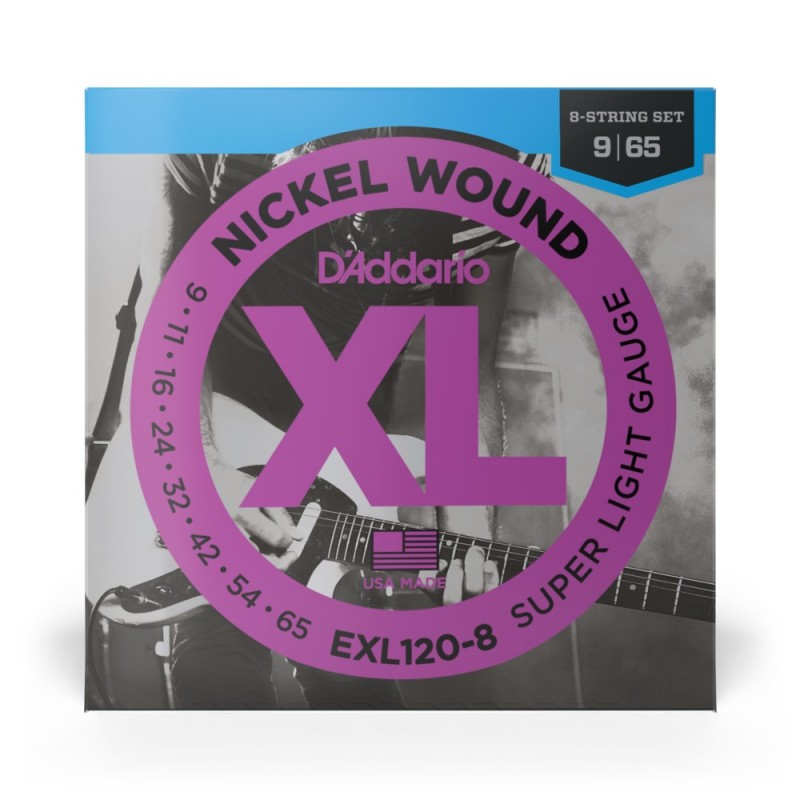 D'Addario EXL120-8 - Struny do gitary elektrycznej 8-strunowe (09-65) - 2 D'Addario EXL120-8 - Struny do gitary elektrycznej 8-strunowe (09-65) - 2
