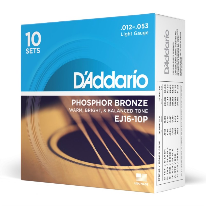 D'Addario EJ16-10P - Struny do gitary akustycznej (12-53, 10 kpl.) - 1 D'Addario EJ16-10P - Struny do gitary akustycznej (12-53, 10 kpl.) - 1