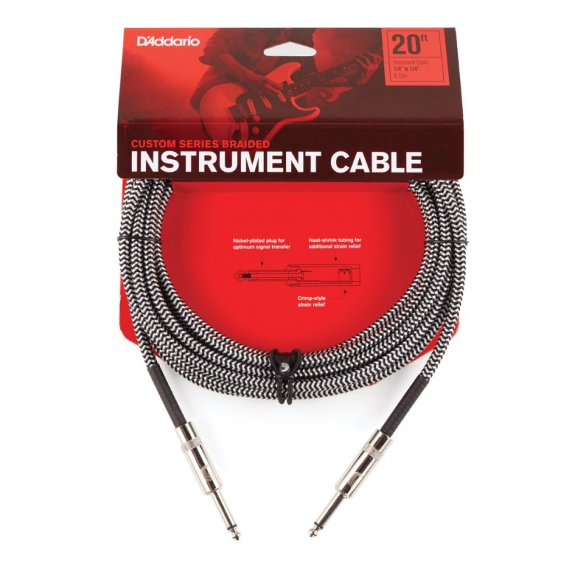 D'Addario PW-BG-20BG - Kabel instrumentalny z oplotem (szary) - 3 D'Addario PW-BG-20BG - Kabel instrumentalny z oplotem (szary) - 3