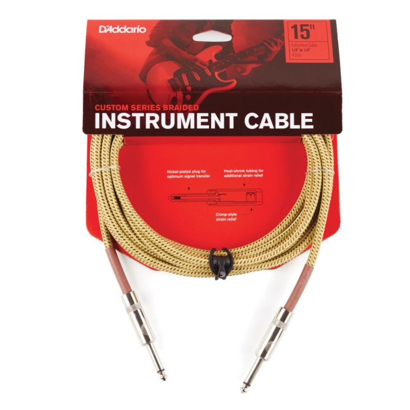 D'Addario PW-BG-15TW - Kabel instrumentalny z oplotem (tweed) - 3 D'Addario PW-BG-15TW - Kabel instrumentalny z oplotem (tweed) - 3