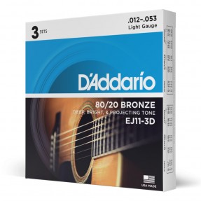 D'Addario EJ11-3D - Struny do gitary akustycznej (12-53, 3 kpl.) - 1